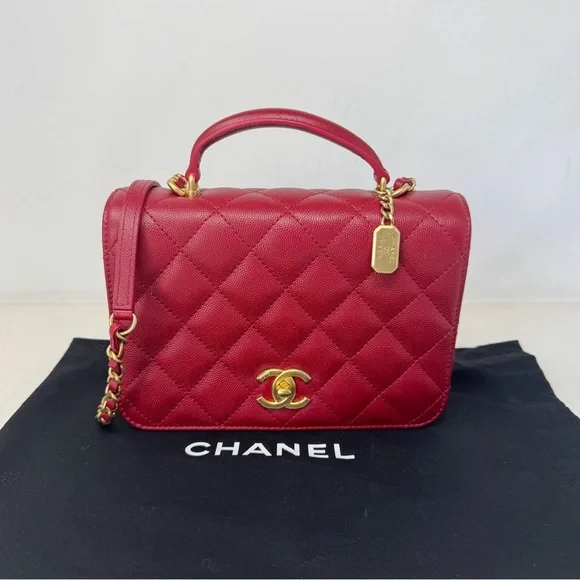 Chanel Red Top Handle Flap Bag - Picture 2 of 13